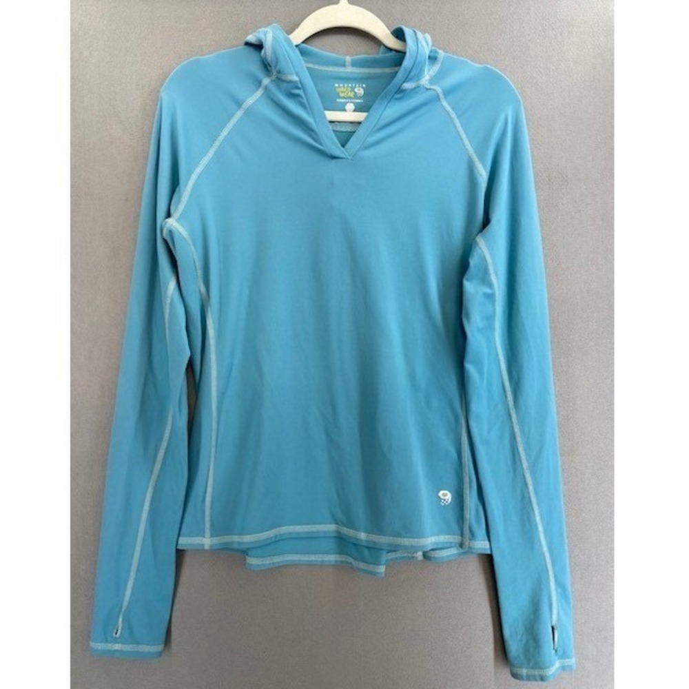 Mountain Hardwear Women's M Lightweight Hoodie Blue Long Sleeve Thumbhole Travel